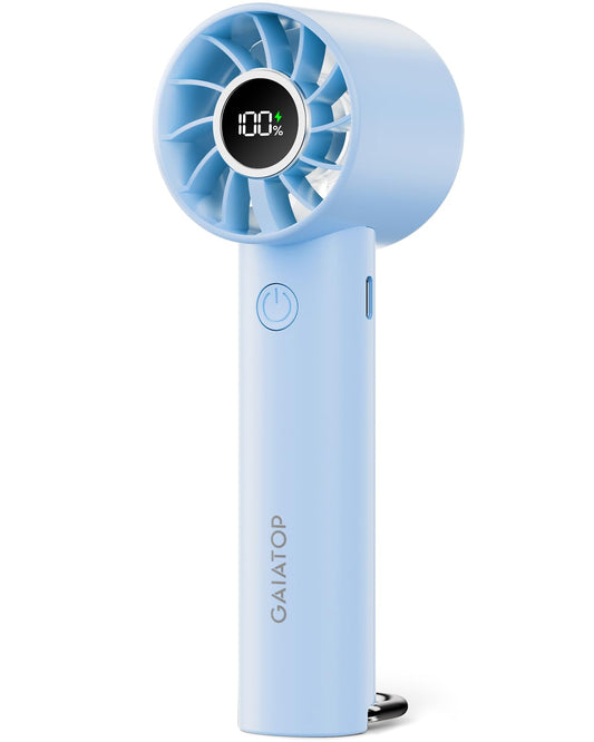 Gaiatop Mini Hand Fan, Powerful Handheld Fan, 3 Speed Strong Wind Personal Small Desk Fan with LED Torch, Rechargeable USB Fan for Girl Women Travel Indoor Outdoor Use