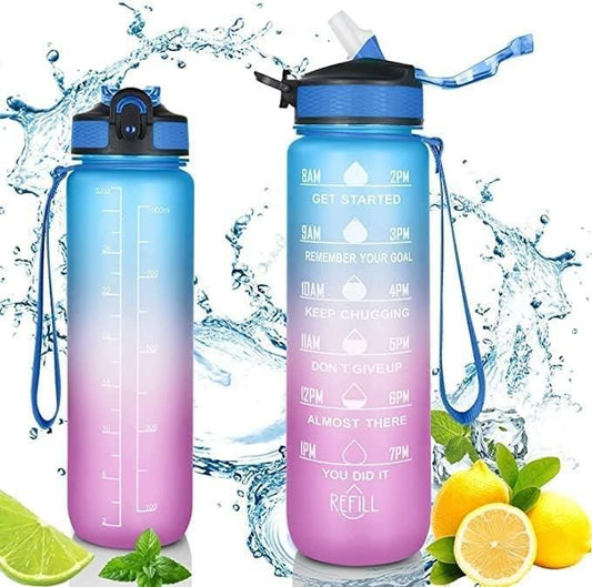Unbreakable Motivational Water Bottle with Time Marker