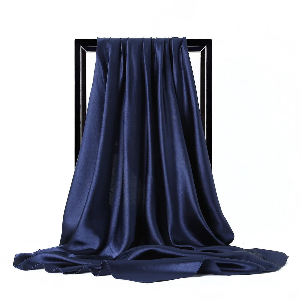 Women’s Luxury Satin Silk Solid Color Scarf (90×90cm)