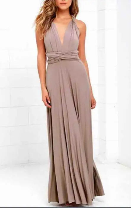 Women’s Multiway Wrap Maxi Dress – Convertible Boho Party Gown
