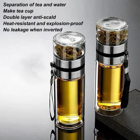 π΅ Double Wall Glass Tea Infuser Bottle β¨