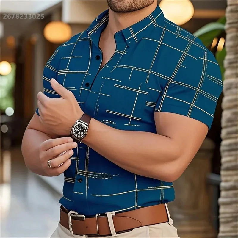 Men’s Luxury Short Sleeve Social Party Shirt