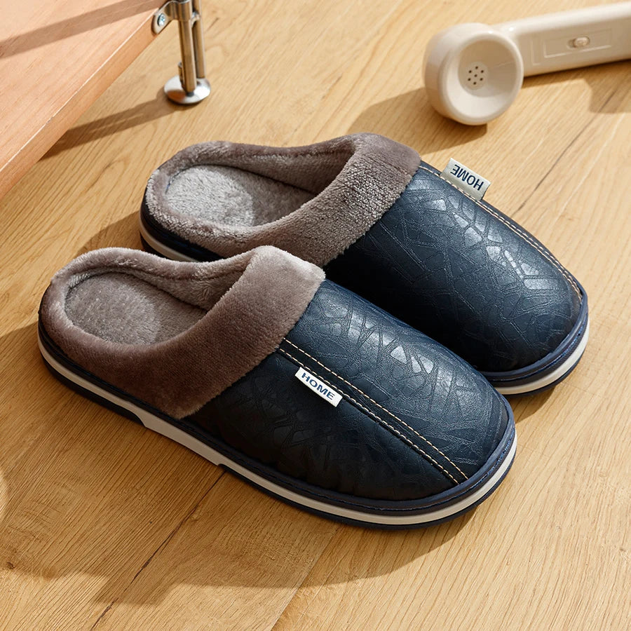 Glomexia Men Winter Plush Slippers Warm Bedroom Shoes