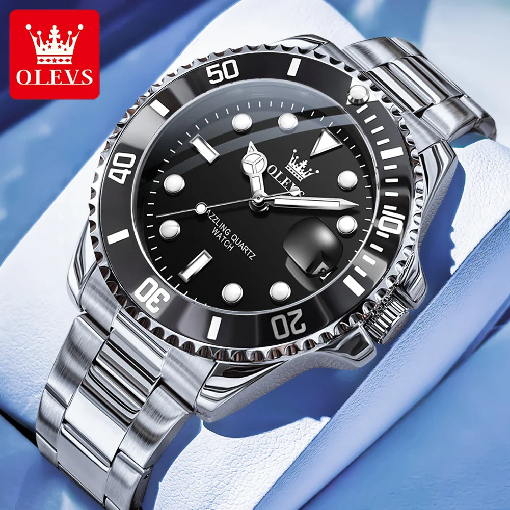 Luxury Stainless Steel Men’s Watch – Quartz Waterproof Wristwatch