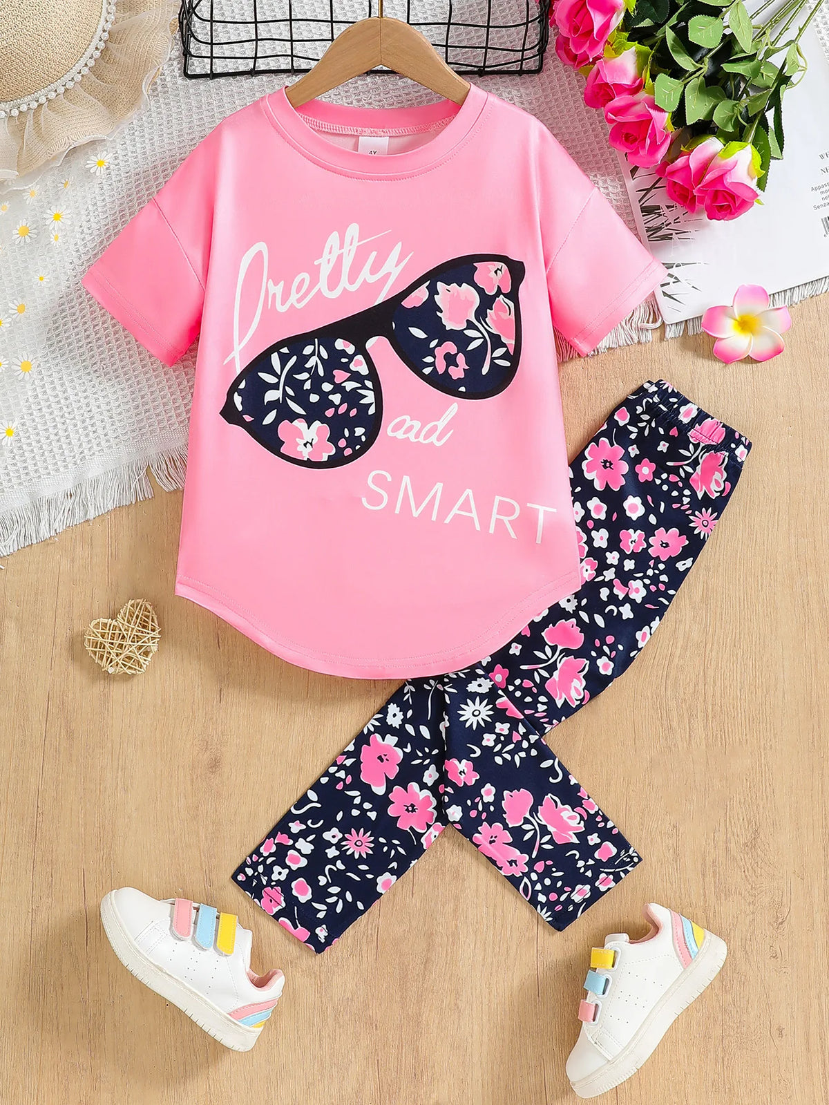 Premium Girls Cartoon Summer Clothing Set – Short Sleeve & Shorts