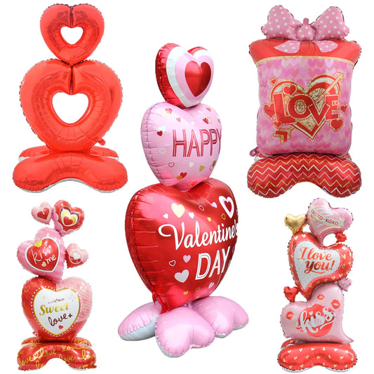Large Kiss Me Love Heart Foil Balloon Stand
