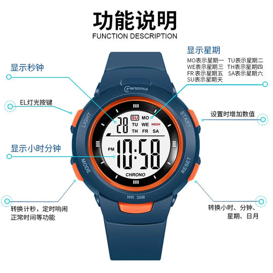 Kids Digital Watch – Luminous Waterproof Alarm Clock