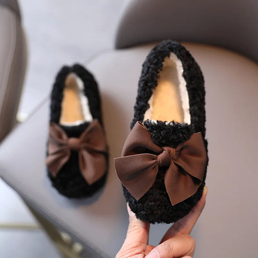 Glomexia Girls Winter Fur Loafers 🎀 | Warm Princess Flats