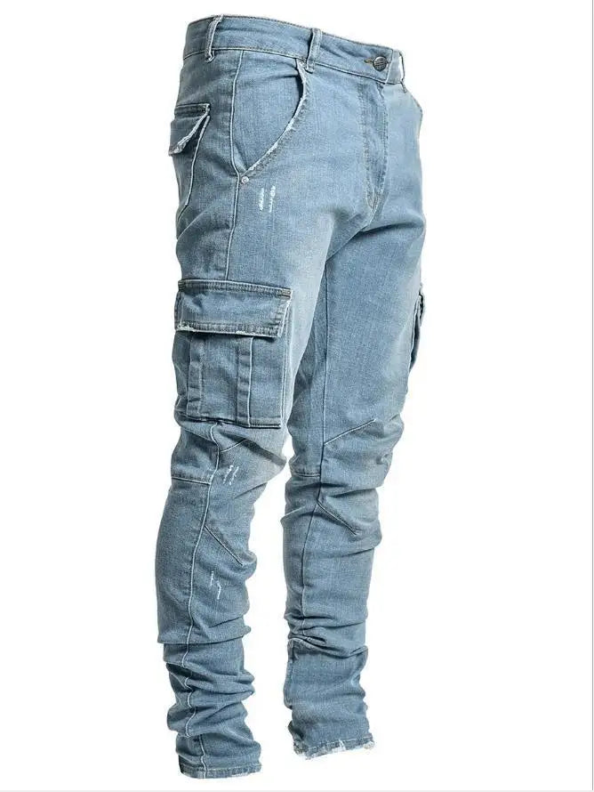 Men’s Pencil Fit Jeans – Low Waist Casual Denim Pants