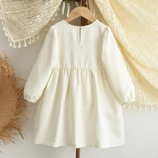 Premium Beige Girls Bow Princess Dress β Autumn Casual Wear