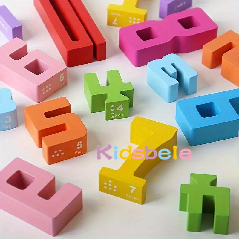 Montessori Wooden Number Blocks 1–10 Stacking Toy