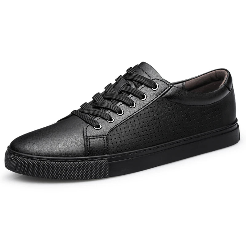 Glomexia Men Genuine Leather Shoes Breathable Lace-Up