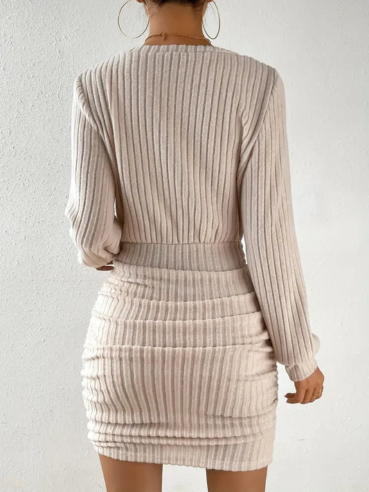 Women’s V-Neck Bodycon Dress – Long Sleeve Pencil Party Outfit