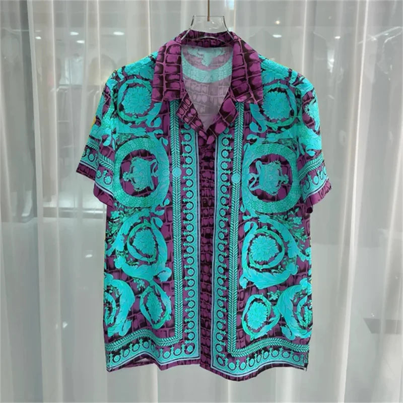 Premium Light Luxury Printed Shirt – Casual Short Sleeve