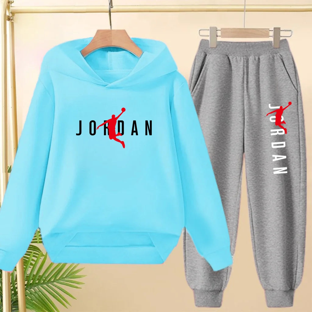 Glomexia Kids Black Hoodie Set β Trendy Sports Outfit