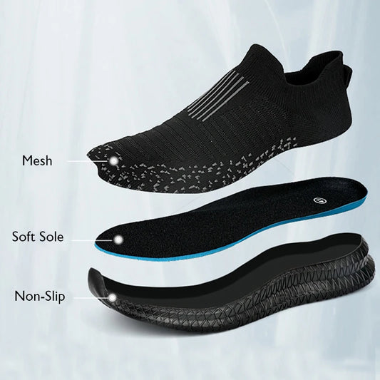 Men Breathable Slip-On Mesh Sneakers 👟