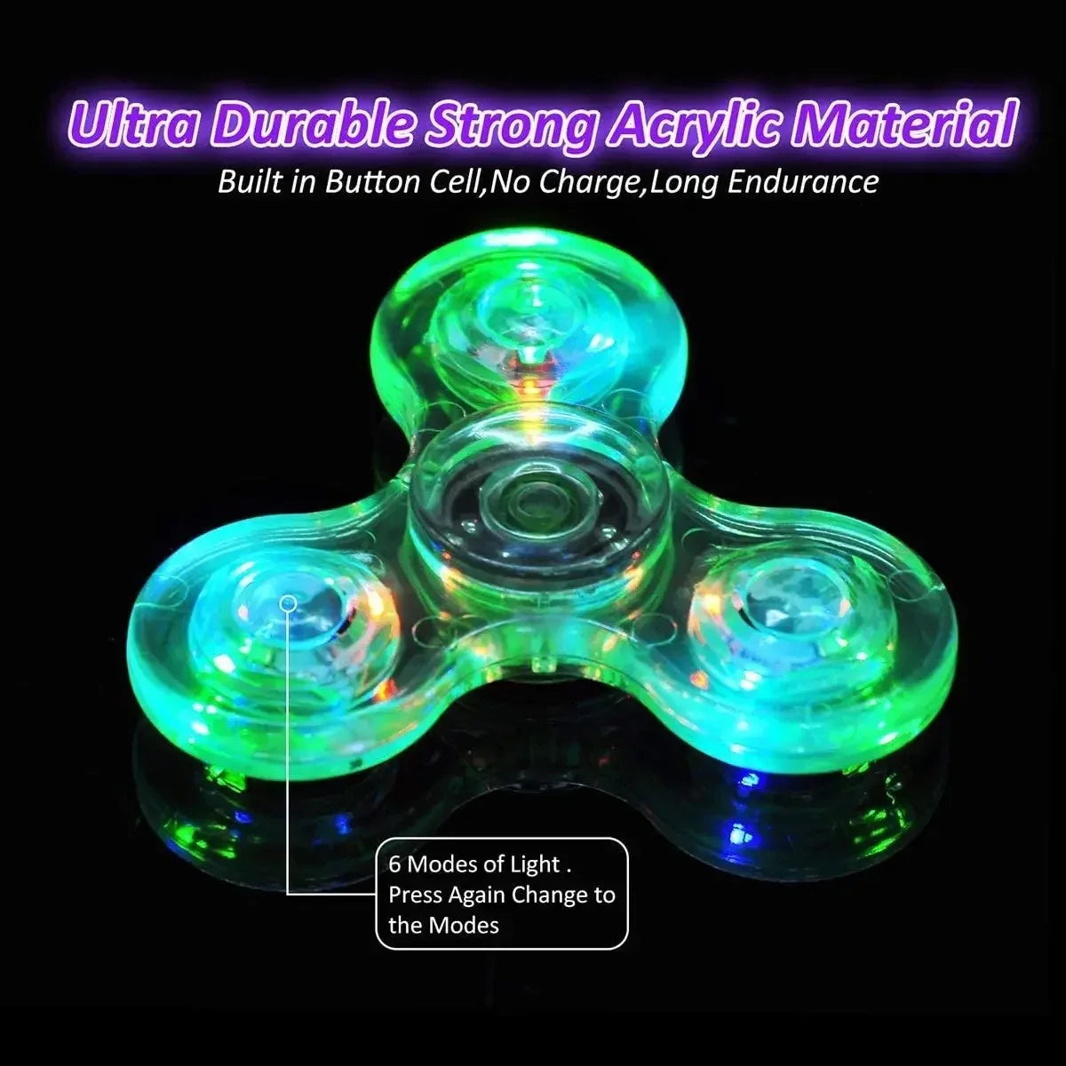 LED Light Fidget Spinner Toy for Stress Relief & Focus | Glow Spinner for Kids & Adults (Portable)