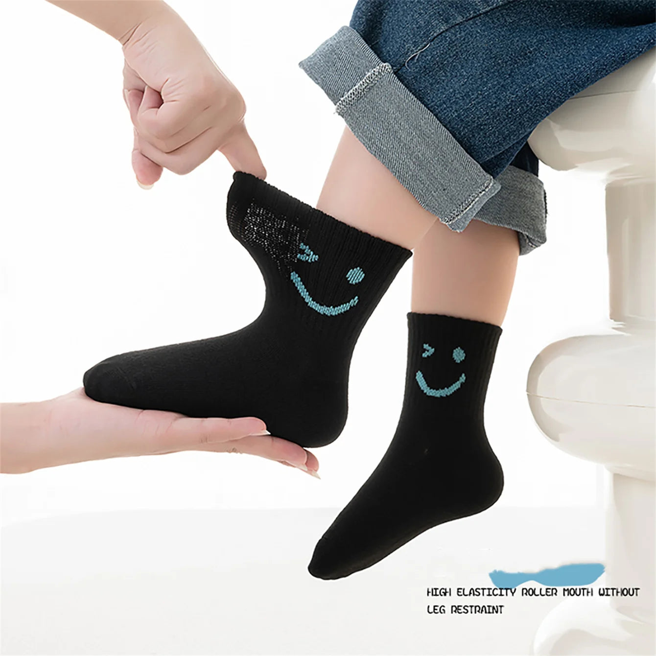Premium Kids Jacquard Trendy Socks – 5 Pair Pack (Spring/Autumn)
