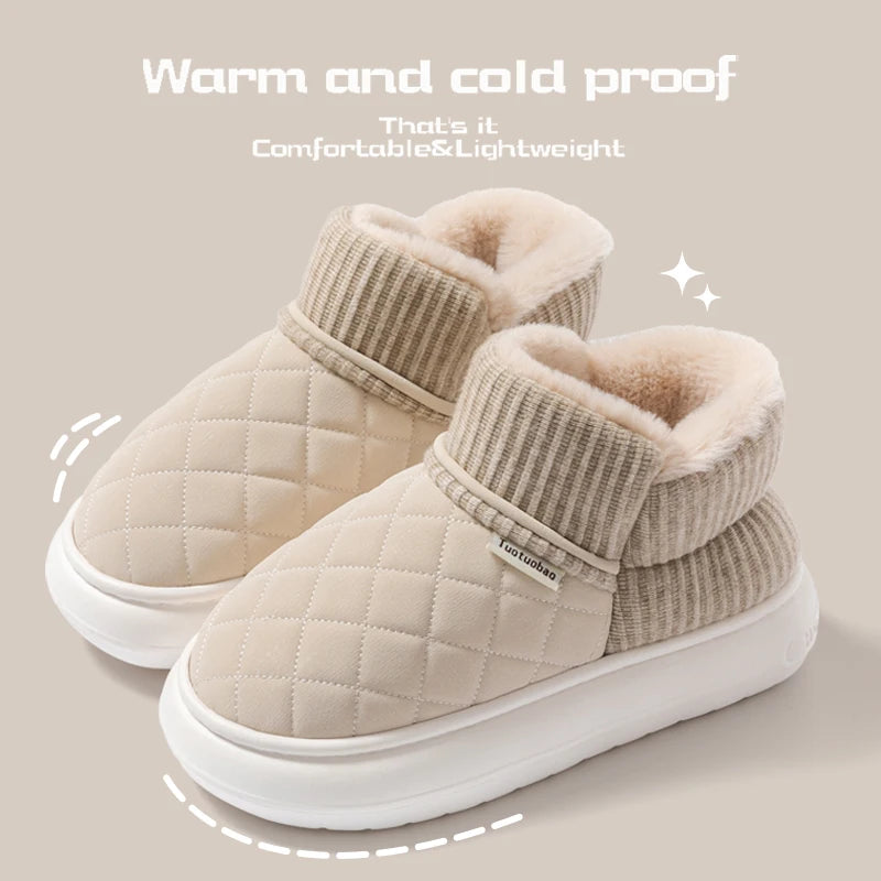 Glomexia Winter Cotton Shoes Thick Sole Anti-Slip Slippers