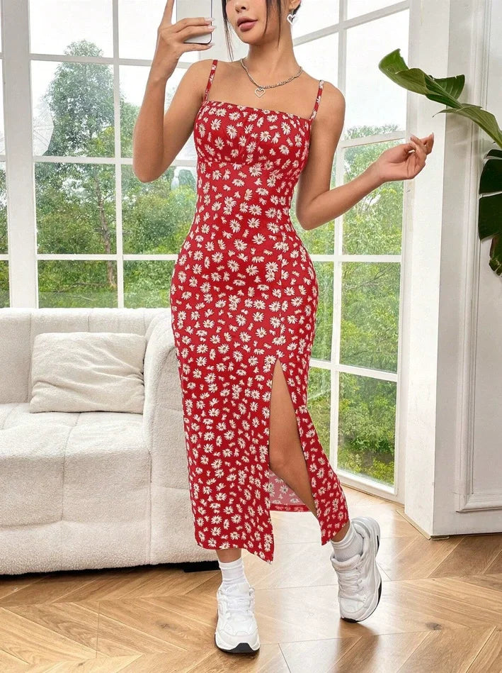 Spaghetti Strap Printed Maxi Dress