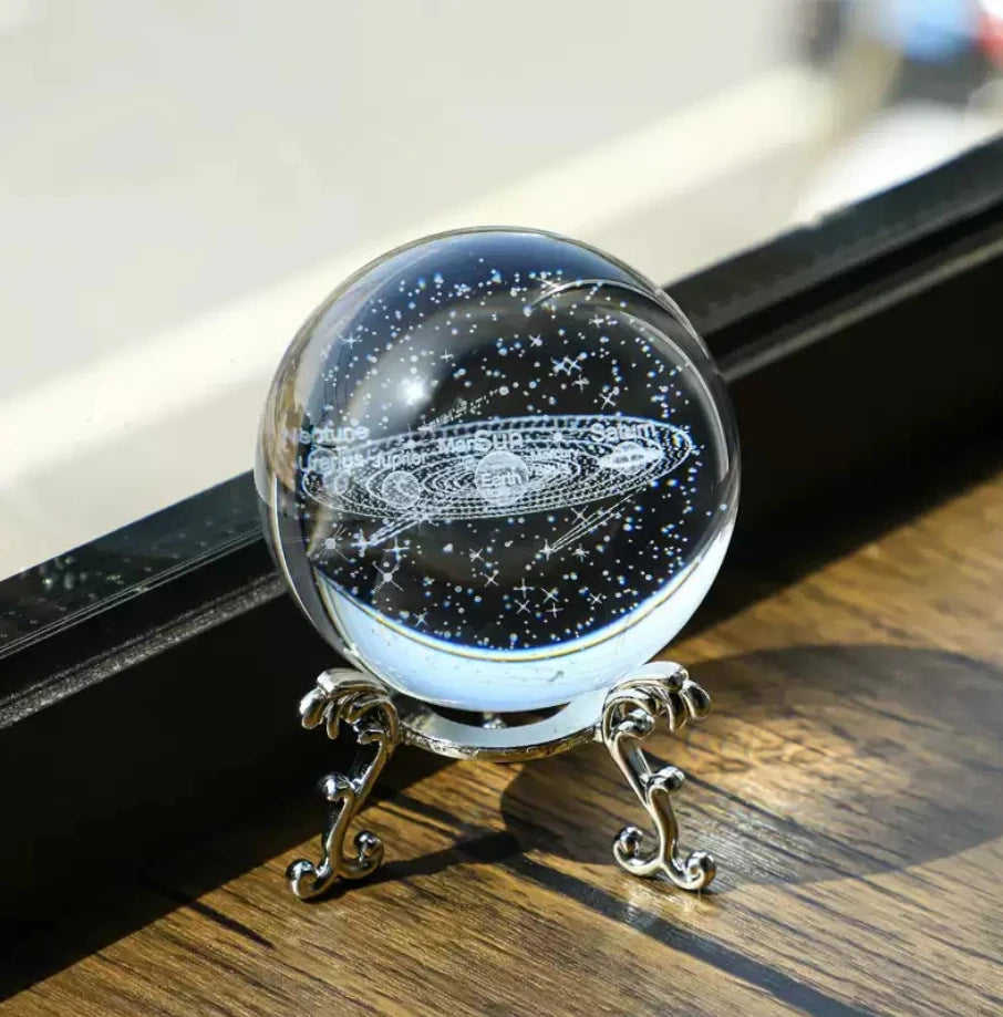 3D Solar System Crystal Ball with Stand