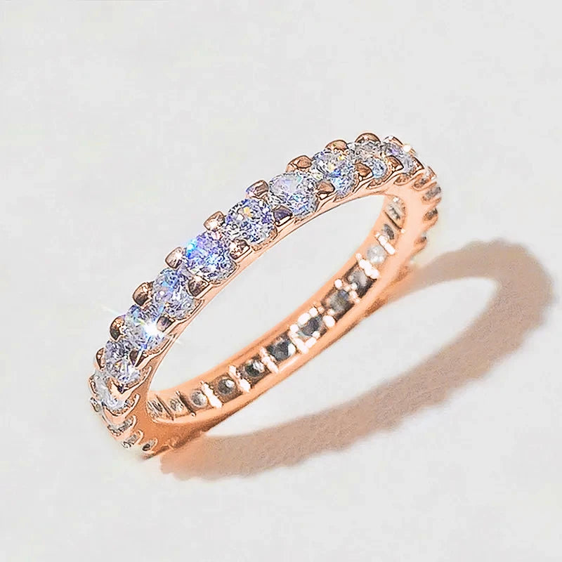 Silver CZ Thin Band Ring for Women