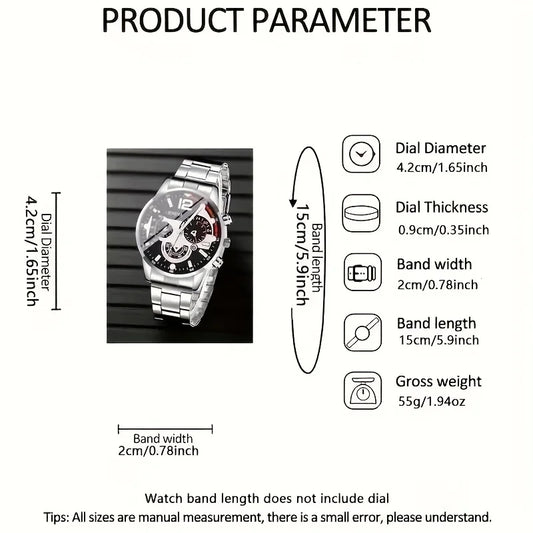 Glomexia Menβs Quartz Watch Set (4 PCS) π₯