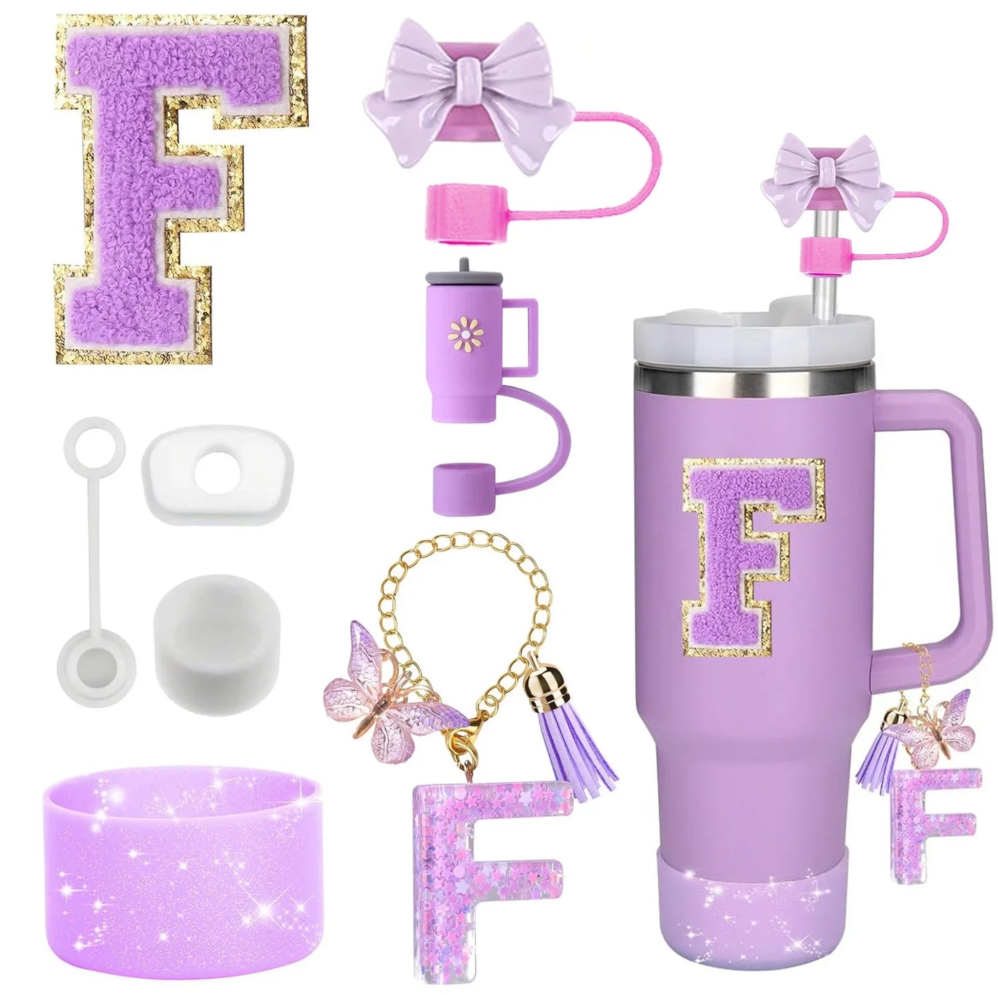 π₯€ β¨ Glomexia 8-Piece Tumbler Accessories Set (Purple)