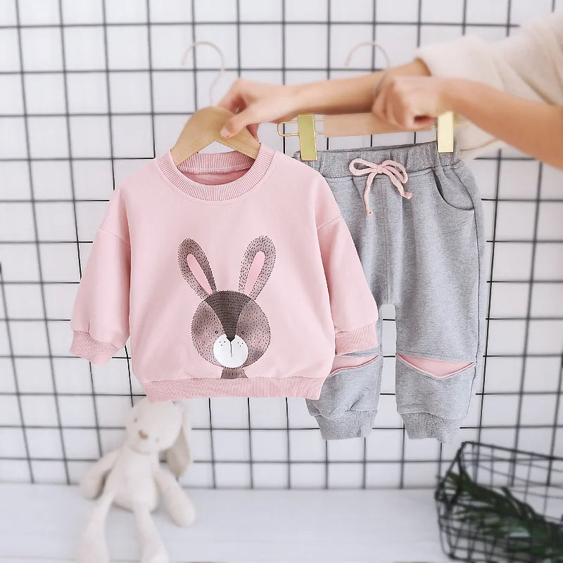 Baby Girl 2-Piece Clothing Set | Cute Printed T-Shirt & Pants Outfit | Soft Cotton Kids Tracksuit (Spring Wear)