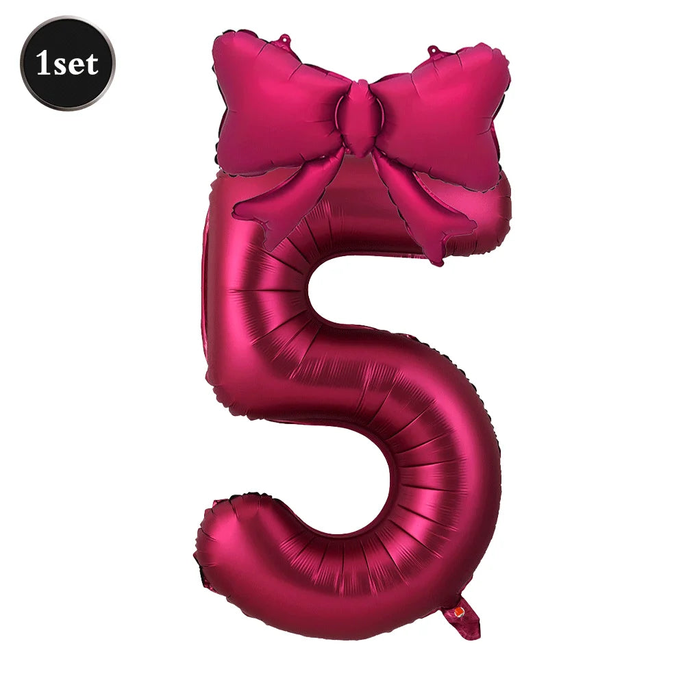 Large Bow Number Foil Birthday Balloon