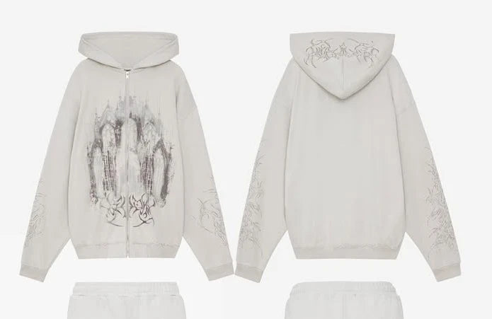 Vintage Skull Zip-Up Hoodie β Y2K Streetwear Sweatshirt for Men