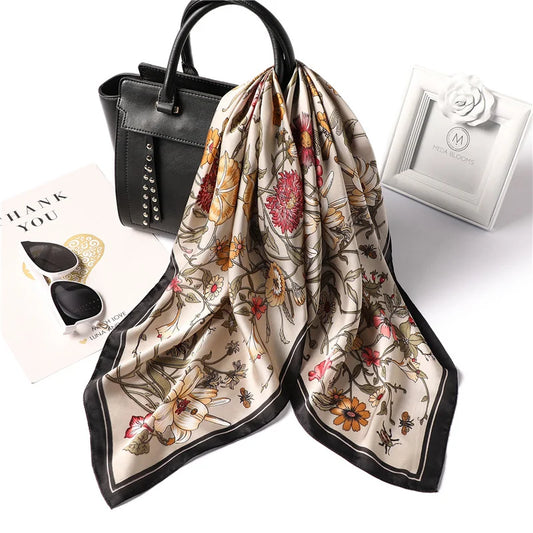 Women’s Luxury Floral Printed Silk Scarf