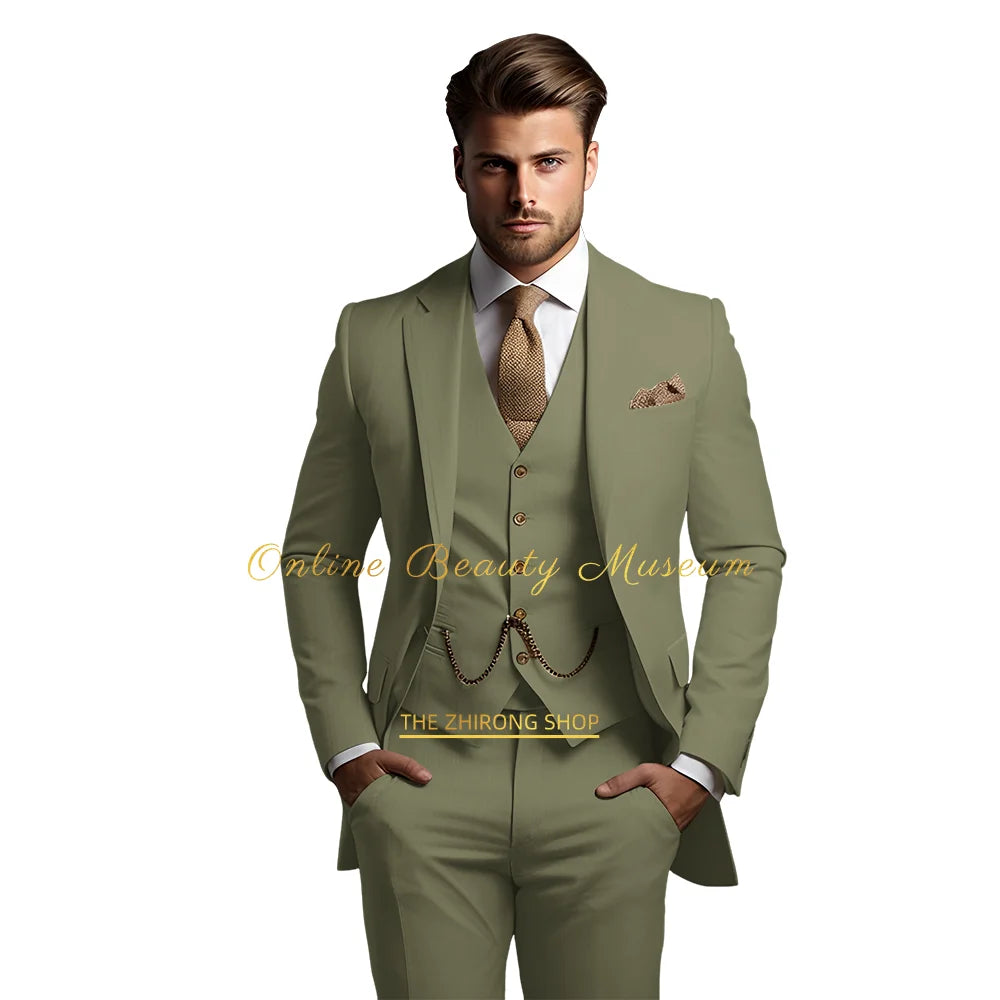 🤵 Men’s Wedding Banquet Suit – Classic Single Breasted Formal Set
