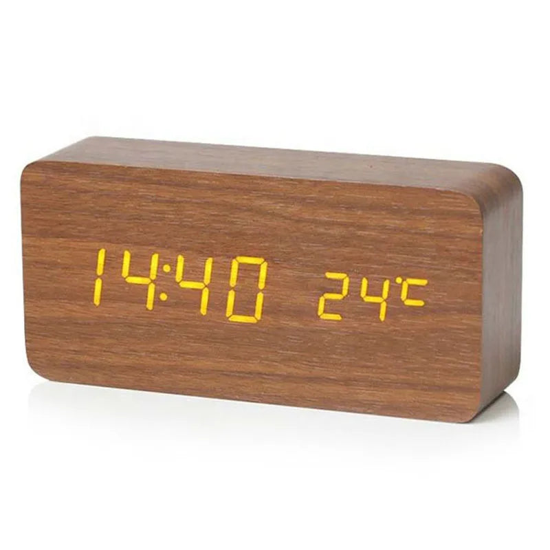 Glomexia Wooden LED Alarm Clock 🌿