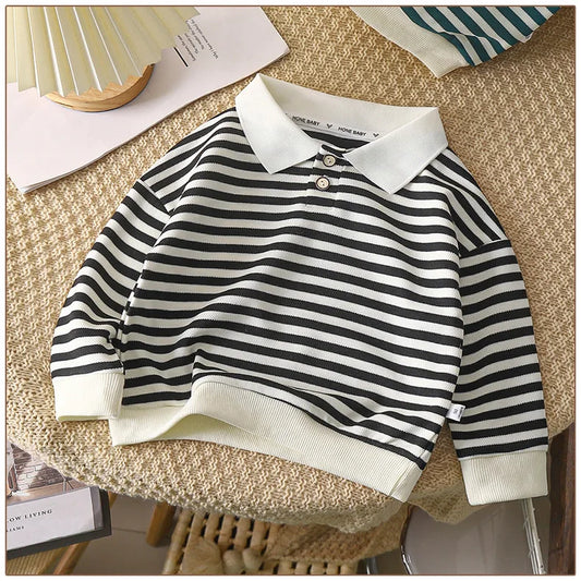 Glomexia Boys Striped Polo Tee – Long Sleeve