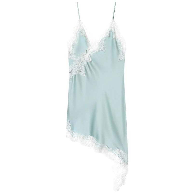 ๐ Glomexia โ Womenโs Lace Asymmetric Slip Dress | Sleeveless Backless Mini Party Dress ๐โจ