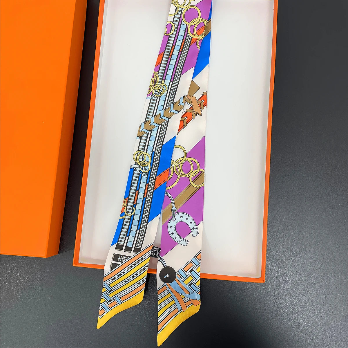 Glomexia Printed Silk Hair Scarf β Elegant Slim Fashion Wrap