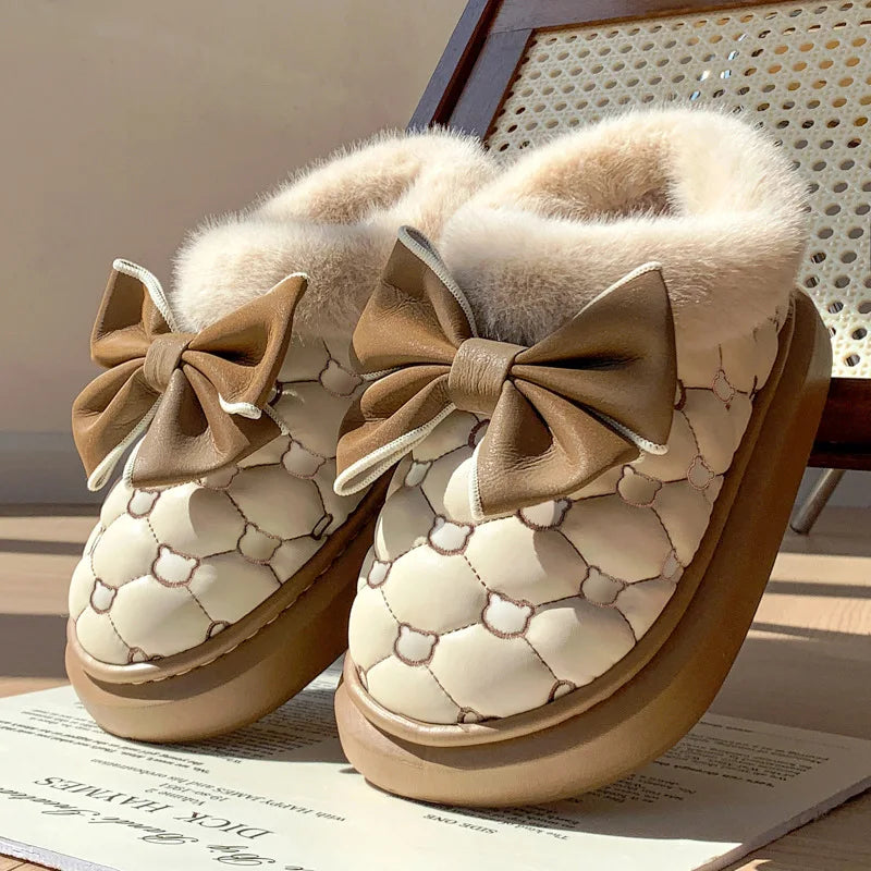 Women Bowknot Platform Ankle Boots