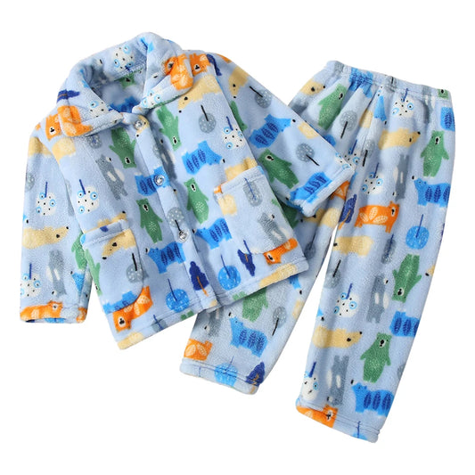 Premium Kids Coral Fleece Winter Pajama Set