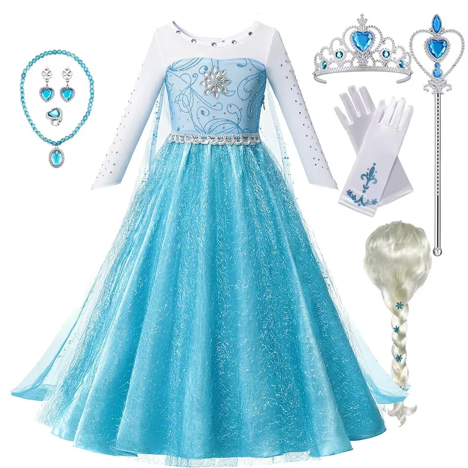 Summer Fancy Queen Elsa & Anna Princess Dress for Girls