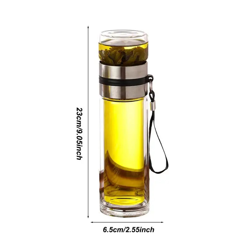 🍵 Double Wall Glass Tea Infuser Bottle ✨
