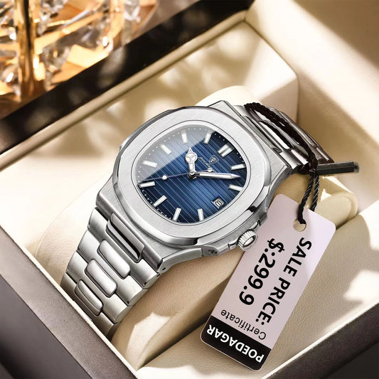 ⌚ POEDAGAR Square Quartz Watch for Men