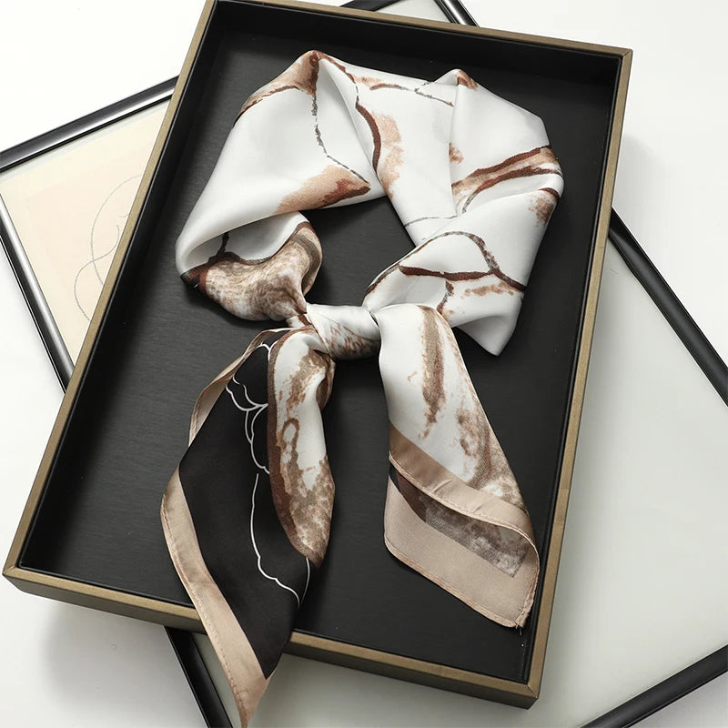 Women’s Luxury Cat Print Silk Square Scarf (70cm)