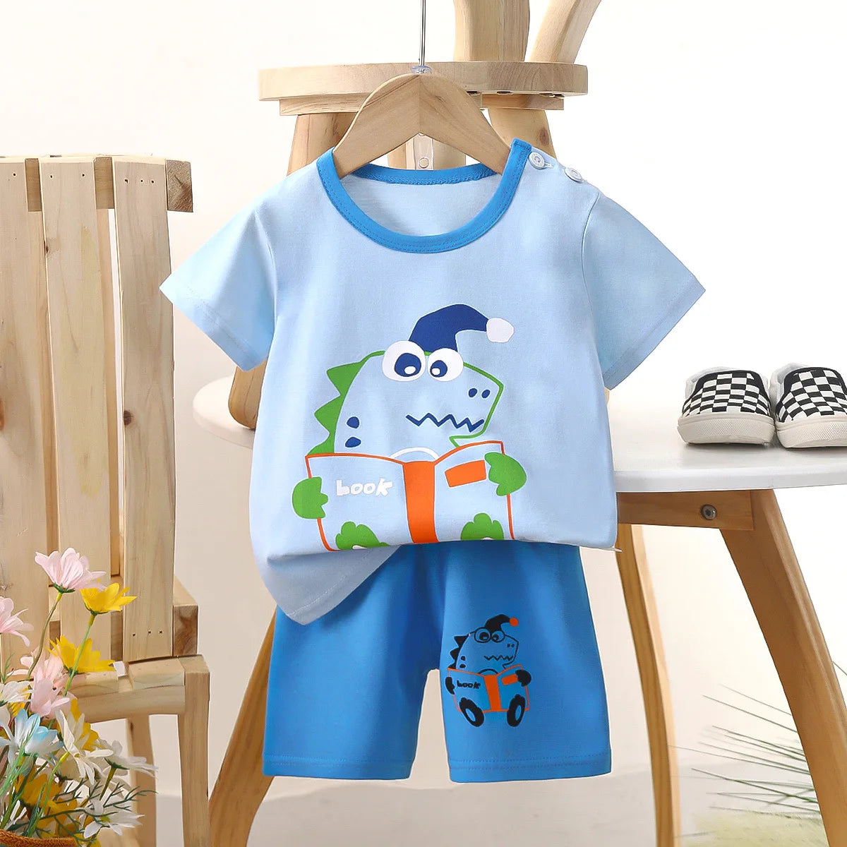 Glomexia Kids Cartoon Cotton Set – Summer T-Shirt & Shorts
