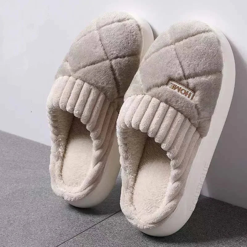 Women Winter Indoor Slides Warm Plush EVA Slippers