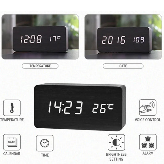 Glomexia Wooden LED Alarm Clock πΏ