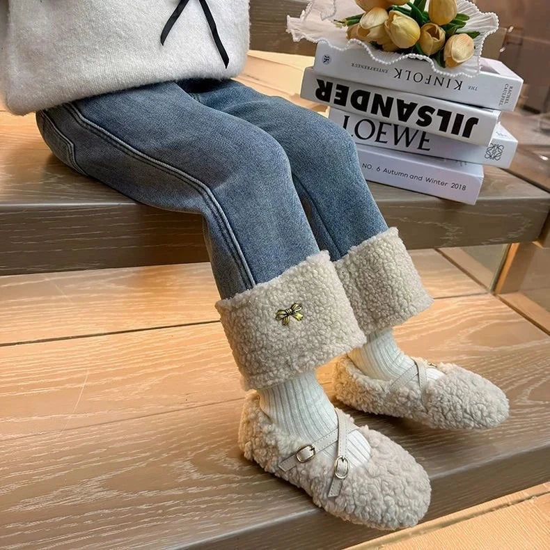 Girls Fleece Flared Jeans β Winter Warm Pants