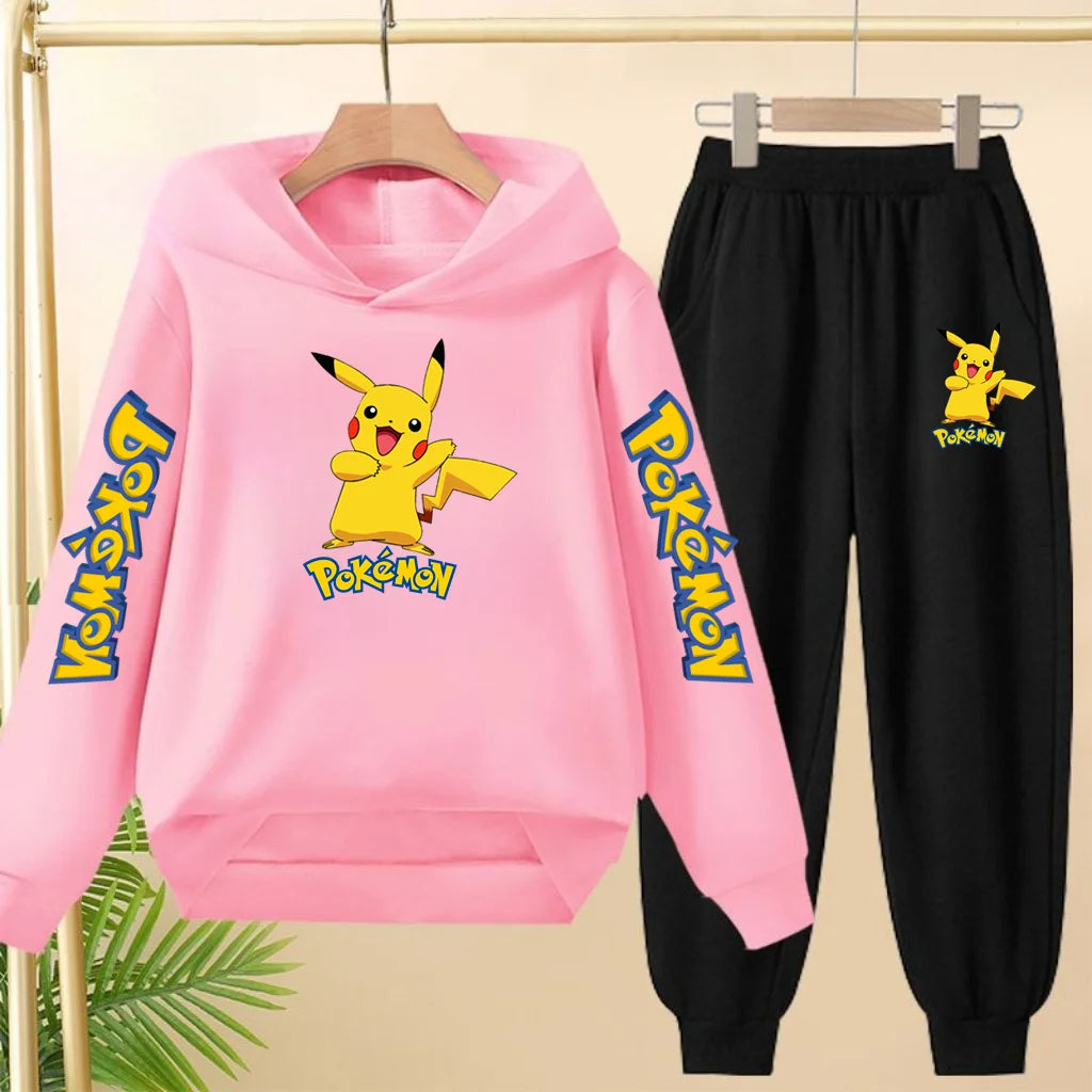 Kids Velvet Hooded Outfit Set β Warm Printed Jacket & Pants