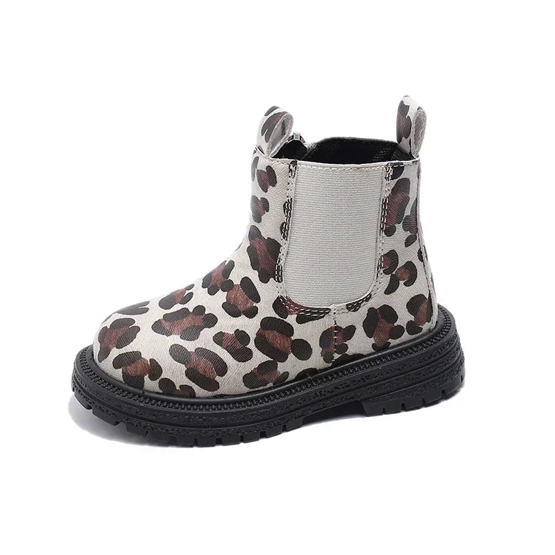 Kids Leopard Ankle Boots | Warm Zipper Winter Boots