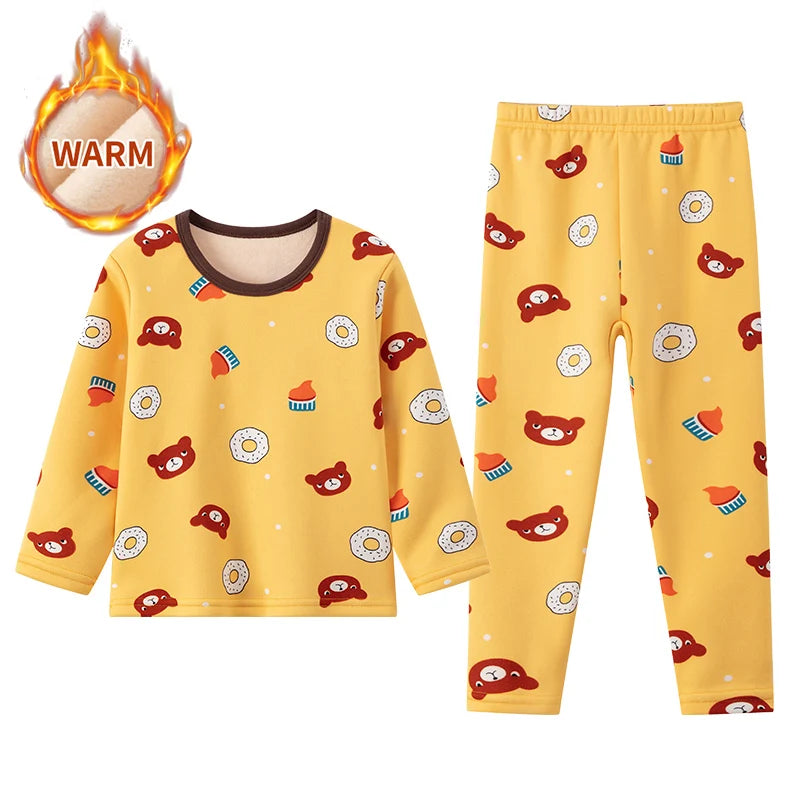 🧸 Kids Winter Print Pajama Set – Soft Full Sleeve Sleepwear